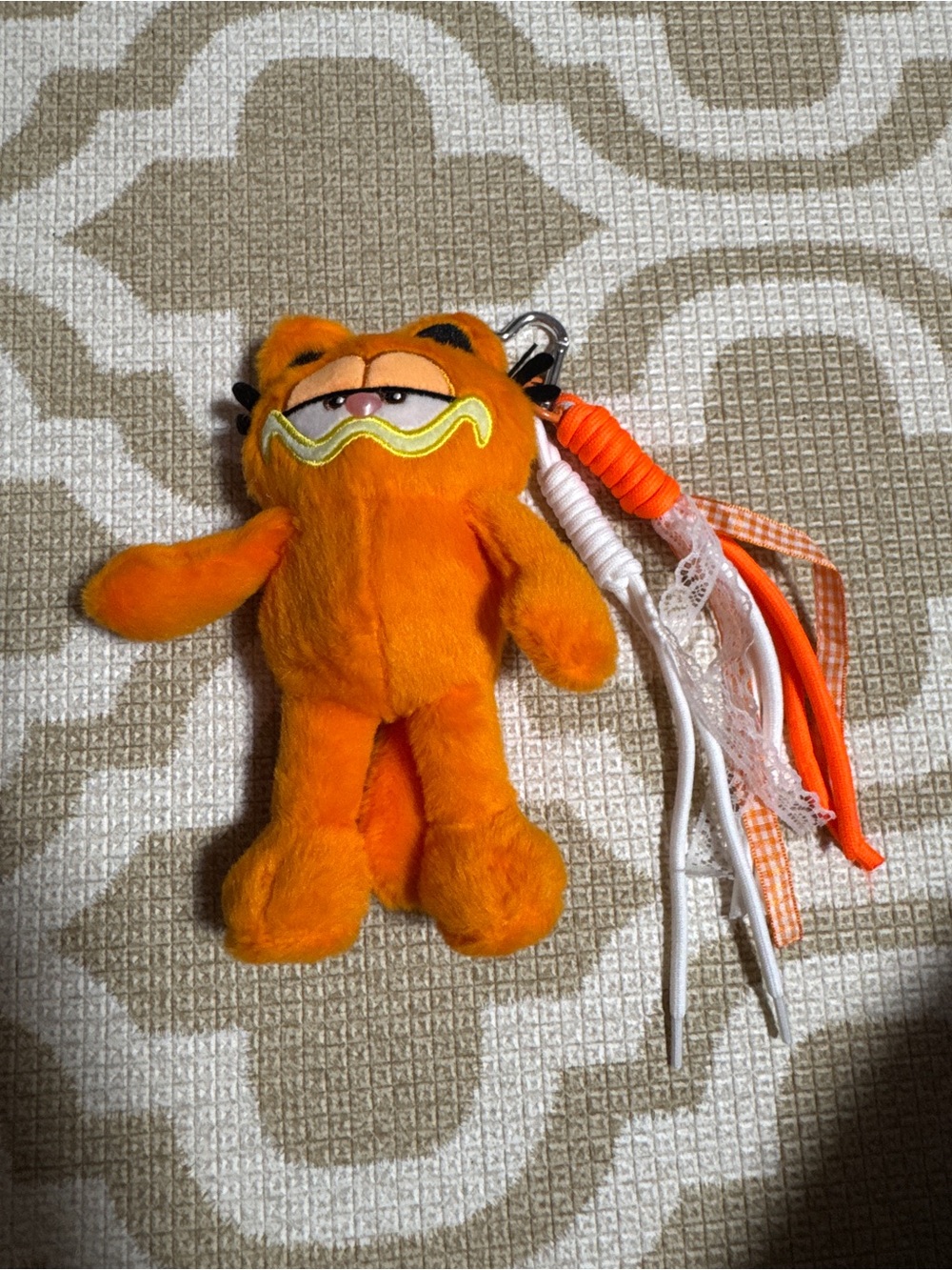 Garfield Orange Plush Keychain with Ribbon Tassels